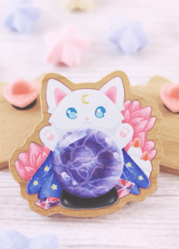 Witch Cat Wooden Pin