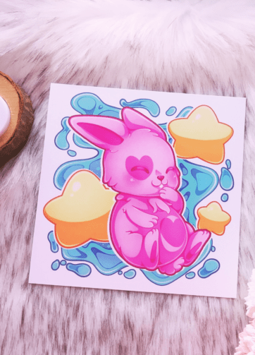 Water Rabbit Square Print - Pearl Paper